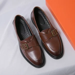 1117 Fashion New 38 46 Size Buckle Men Loafer Shoes Comfortable Anti slip Men’s Leather Shoes