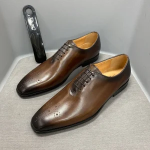 17086 10 Luxury Italian Genuine Leather Shoes for Men Oxford Dress Shoes Hand-Painted Formal Business Shoes Men’s Wedding Shoes