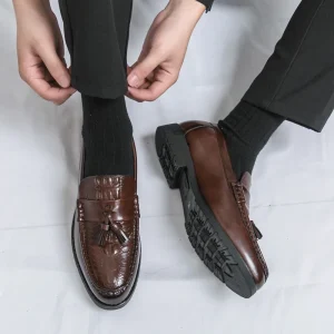 3087-1 Men’s High Quality Comfortable Dress Shoes Flat Design Slip-On Autumn Suitable Business Office Leisure Suitable