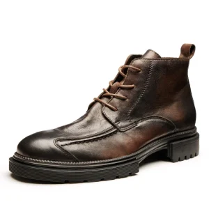 38-48 Genuine Leather Rubber Men’s Mid Calf ZIP Closure Chelsea Boots Handmade Work Construction