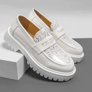 688-54 New Fashion Round Toe Thick-soled Men Leather Shoes Outdoor Anti-slip Comfortable Men’s Loafer Shoes