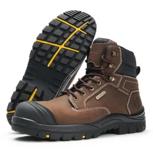 ANTENG S3 Work Boots Leather Upper Steel Toe Anti-smashing Anti-static EN ISO 20345 Waterproof Rubber Outsole S3 Work Boots