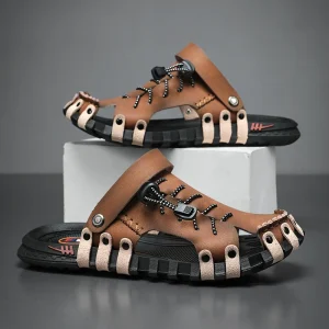Adjustable Breathable Men’s Large Size Summer Beach Outdoor Slippers Customizable Comfort Sandals