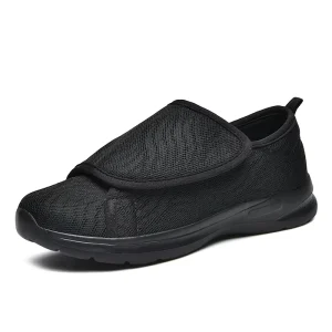 Aerosoft Breathable Solid Synthetic Rehabilitation Shoe Stretch 17 Women Men’s Wide G-H Anti-slip (Black Numeric_39)