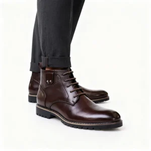 All Seasons Warm Soft PU Upper Pointed Toe Short Boots Thick Heels Buckle Strap Plush Lining Midsole