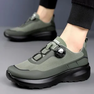 Anti slip Men’s Thick Sole Casual Dad Shoes with Rotating Automatic Lock Shoes