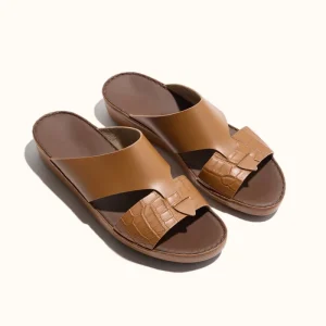 Arabic Sandals Shoes Italian Premium Genuine Leather Handmade Custom Slides Luxury Middle East Men Slide Sandals