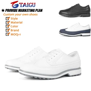 Autumn Color blocking Brogue Casual Men’s Professional Golf Sneakers with PU Upper and Mesh Lining Size 39 48