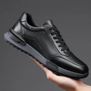 Autumn Men’s Casual Genuine Leather Shoes Height Increasing All Season Sneakers Dad Shoes for Summer Model