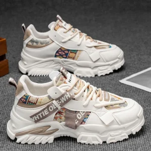 Autumn Men’s Lace up Breathable White Mesh Upper Trendy Running Shoes Casual Torre