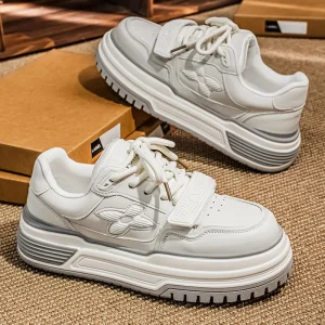 Autumn New Style Men’s Shoes Thick Sole White Breathable Sneakers Height Increasing Dad Shoes Casual Footwear