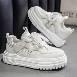 Autumn Winter Men’s Breathable Shoes Thick Sole Elevator Lace-up Low Top Versatile Sports Casual Sneakers