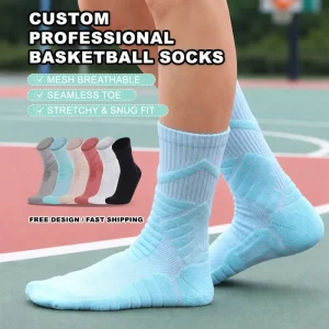 Basketball Towel Bottom Anti slip Cushioned Sports Socks Custom Men Basketball Socks