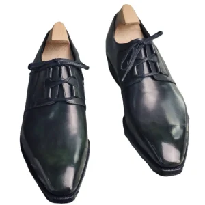 Bespoke Real Leather Men’s Blake Shoes Green Color