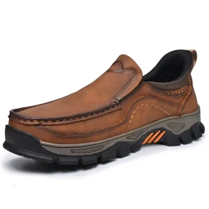 Big Size 40#-50# Autumn Winter Men’s Solid Color Mesh Lining Head PU Toe Slip On Shoes Thick Sole Rubber Outsole Lightweight