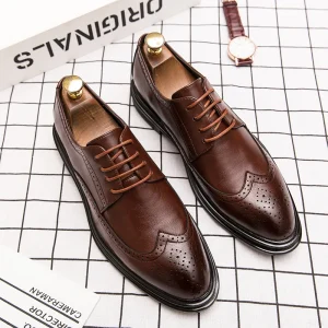 Big Size Round Toe Lace-up Microfiber Upper Rubber Outsole Breathable Comfort Men’s Business Dress Shoes & Oxfords