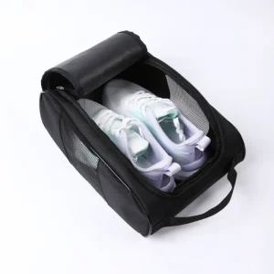 Black Canvas Breathable Outdoor Sport Shoes Storage Bags Customized Football Basketball Running Golf Shoes Bag