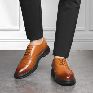 Black Men Genuine Leather Dress Shoes Men Leather Office Shoes