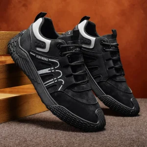 Black White Lace-Up Streetwear Sneakers Retro Striped Men’s Casual Shoes Skateboard Shoes