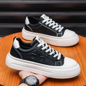 Black White Skateboard Sneakers Men’s Casual Streetwear Thick Sole Breathable Sport Shoes