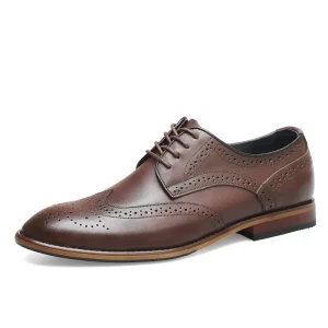 Breathable Lace Up Loafers Men’s Derby Shoes Pointed Toe Rubber Outsole Anti Slippery Durable Casual Formal Business Spring Wear