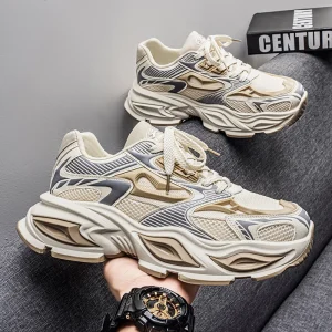 Breathable Mesh Men’s Sports Shoes Thick Sole Heightening Casual Running Dad Shoes