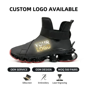 Breathable Platform High Top Men’s Athletic Running Shoes Custom Logo PU Leather Rubber Outsole Shock Proof Hook Autumn Comfort