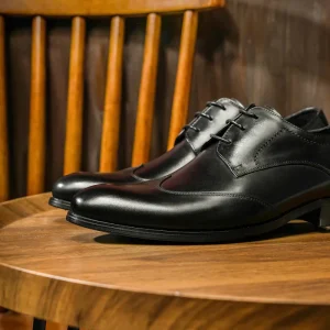 British Pointed Toe Lace Up Solid Business Derby Shoes for Men Breathable Wedding Shoes