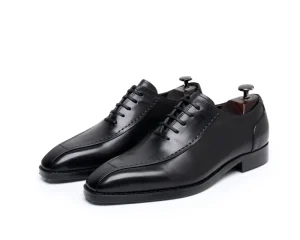 British Retro Oxford Style Men’s Genuine Leather Handcrafted Lace-up Casual Business Formal Leather Shoes, Brown Color