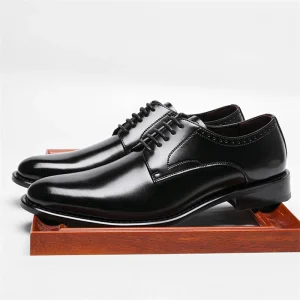 British Style Men Oxford Leather Shoes Office Man Formal Business Shoes Classy Genuine Leather Men’s Dress Shoes Wedding Shoes
