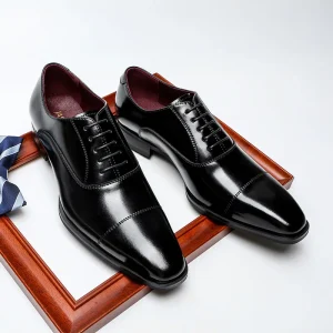 British Style Men Oxford Leather Shoes Office Men Formal Business Shoes Lace up Genuine Leather Men’s Dress Shoes