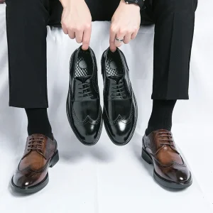 British Style Oxfords Dress Shoes for Men PU Leather Formal Business Plus Size Brogues Wedding Shoes for Autumn