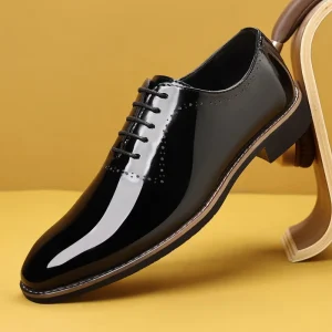 British style Men’s Business Formal Soft soled Oxford Shoes with Square Toes Groom’s Shoes
