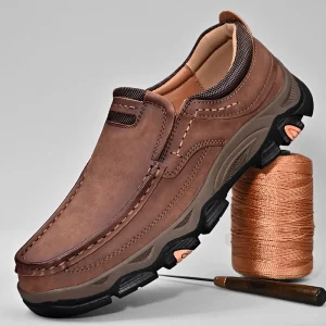 Brown Casual Shoes for Men PU Leather Loafers Platform Slip-on Men’s Driving Lightweight Leisure Men Shoes