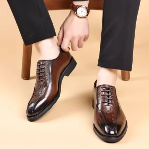 Brown Men Oxford Shoes Leather Genuine Leather Dress Shoes for Men Office Shoes for Men Leather Business Wedding