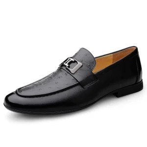 Bruno’s Men’s Top Layer Cowhide Leather Dress Shoes Oxfords Casual Business Loafers Anti-Slip Winter Breathable Upper PU