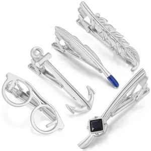 Business Fashion Fun Cartoon Feather Shape Brass Metal Groom’s Wedding Silver Plated Tie Clip