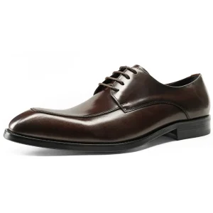 Business Formal Lace Up Solid Derby Leather Shoes Korean Style Square Toe Anti Slip
