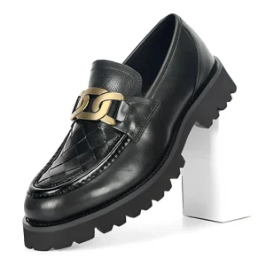 Business Men’s Formal Loafers Genuine Leather Hand Woven Upper Breathable Slip On