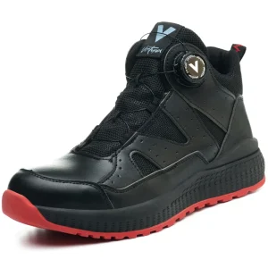 Button up Men’s Mid cut Work Safety Shoes Lightweight Anti crush and Anti puncture