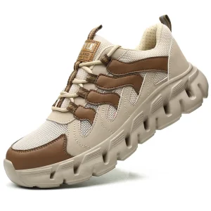 CHITED Men’s Lightweight Comfortable Steel Toe Work Shoes Wear Resistant Labor Protection Safety Shoes for Summer Construction