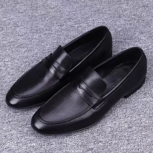 Casual Artificial Pu Shoes Soft Soles Versatile Slip on Loafers Flat soled Driving Shoes Dad Shoes Men’s Autumn Stitching Rubber