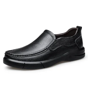 Casual Leather Shoes Breathable Men’s Business Slip on Single Shoes One step Work Men’s Shoes