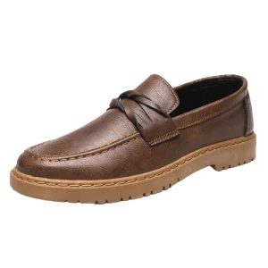 Casual Men’s Breathable Slip-On Flat Round Toe Solid Dress Walking Sports Sneakers with PU Upper Rubber Outsole Summer Spring