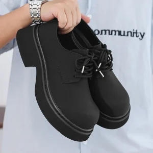 Casual Men’s Thick Increased Sole Derby Shoes Lace up Platform Shoes Dress Shoes Men Comfortable for Daily Wear