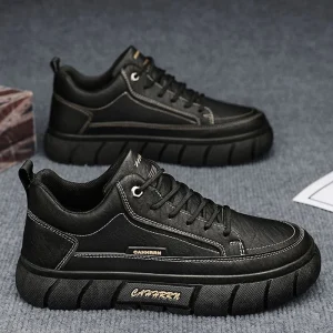 Casual Shoes for Men Versatile Lace Up Anti Slip Soft Soled Thick Sole Low Cut Wear resistant Work Leather Comfortable Shoes