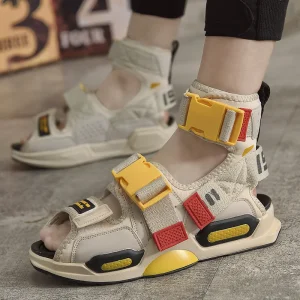 Celebrity style Men’s Sandals Canvas Material EVA Sole Summer Sandals Retro Soft Comfortable Strappy Sandals