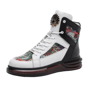 China Chic Autumn New Sports Fashion Shoes High Top Korean Fashion Youth Lace up Men’s Slate Shoes