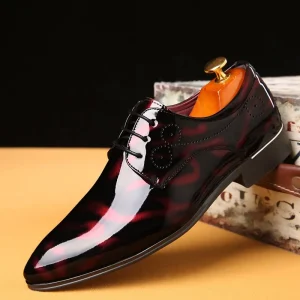 Classic Business Men’s Solid Pointed Flat Lace-Up Dress Shoes Fashion Elegant Formal Office Synthetic Plus Size