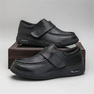 Classic Casual Comfortable Lightweight Genuine Leather Slip-On Sneakers for Elderly Men Regular Size Hand Walking Style